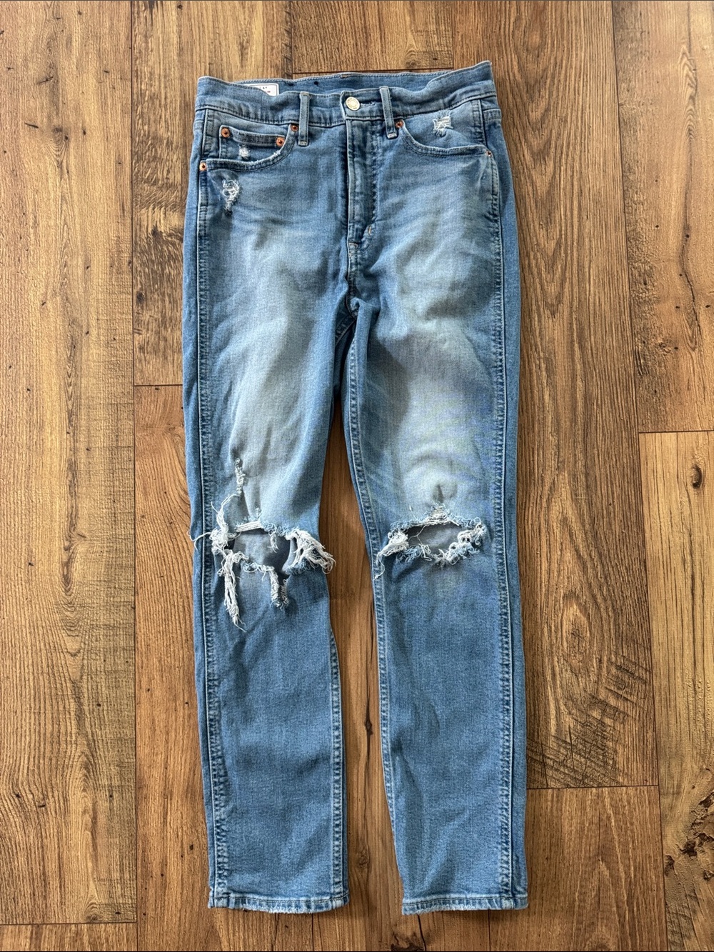 Women's Gap Vintage Slim High Rise Distressed Blue Denim Jeans